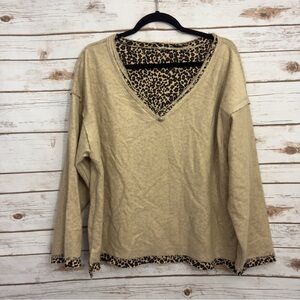 Pol Brown Animal Print Pullover Oversized Sweater
